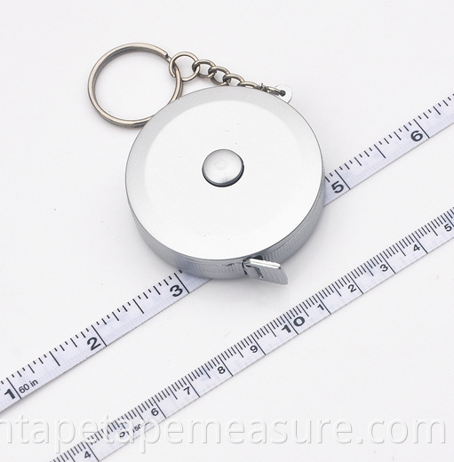 Fita métrica de medida moderna de prata de 150 cm / 60 polegadas chaveiro gancho retrátil fita métrica especial com nível e chaveiro